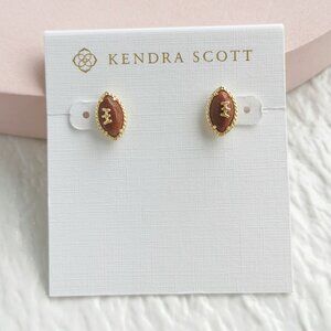 Kendra Scott Football Stud Earrings Gold Orange Goldstone